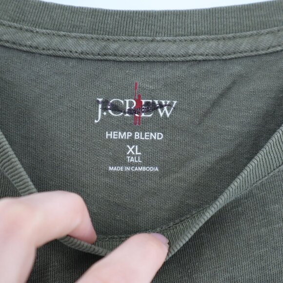 J. Crew Tall Hemp Organic Cotton Tee Mens TXL Green Eclectic Grandpa Vintage NWD - Picture 2 of 8